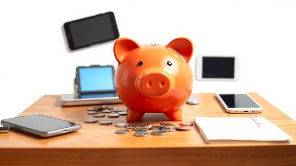 Een speelse illustratie van het beheren van zakgeld in het digitale tijdperk.