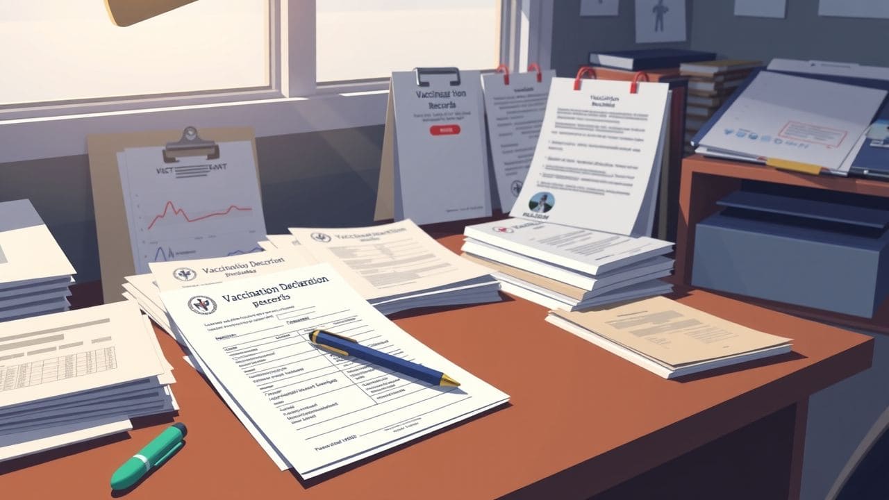 Een rommelig maar georganiseerd bureau met medische documenten in Nederland.